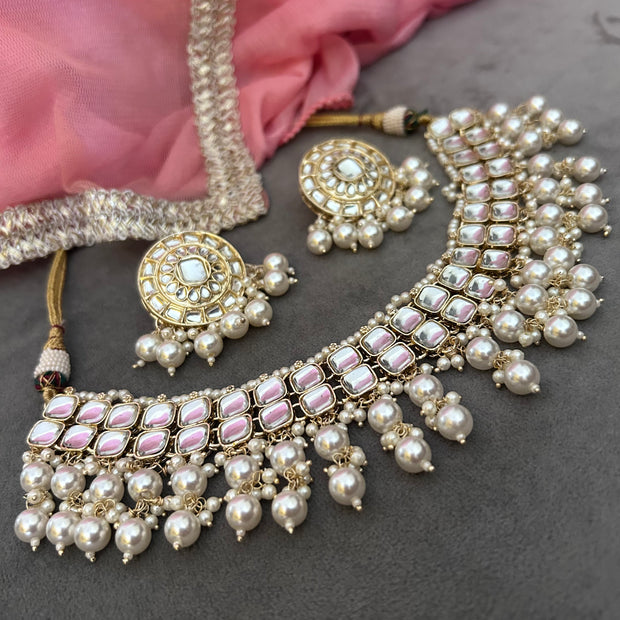 ANANYA Royal Kundan Choker Set with Matching Earrings – Gold Finish | PEARLS EMBELLISHED | BOLLYWOOD STYLE