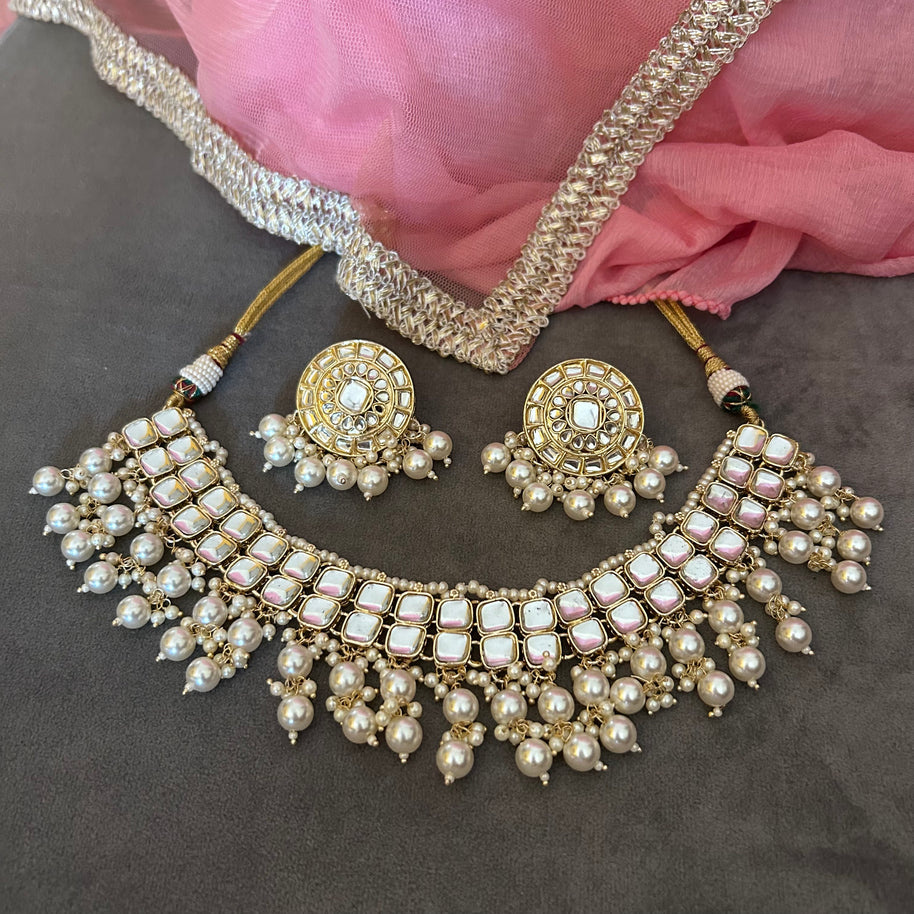 ANANYA Royal Kundan Choker Set with Matching Earrings – Gold Finish | PEARLS EMBELLISHED | BOLLYWOOD STYLE