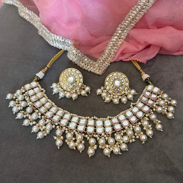 ANANYA Royal Kundan Choker Set with Matching Earrings – Gold Finish | PEARLS EMBELLISHED | BOLLYWOOD STYLE