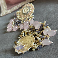 AALIA Bollywood-Inspired Indo-Western Kundan Earrings – Pink & Grey | DREAM CATCHER Style