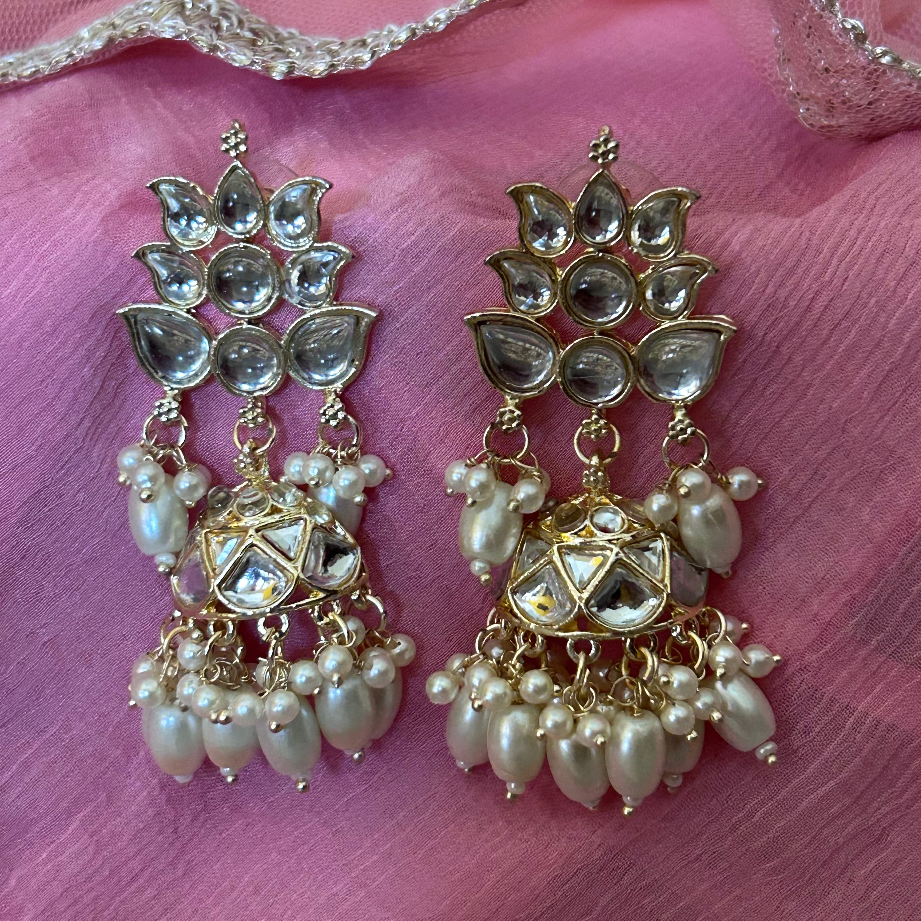 TRISHA Royal Kundan Choker Set with Matching Earrings – Gold Finish | MAANG TIKKA INCLUDED | PEARLS EMBELLISHED | BOLLYWOOD STYLE